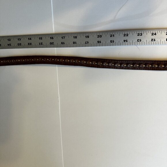 Fossil Brown Leather Belt Boho Bohemian Thin Narrow Womens Large Belts - Picture 6 of 10